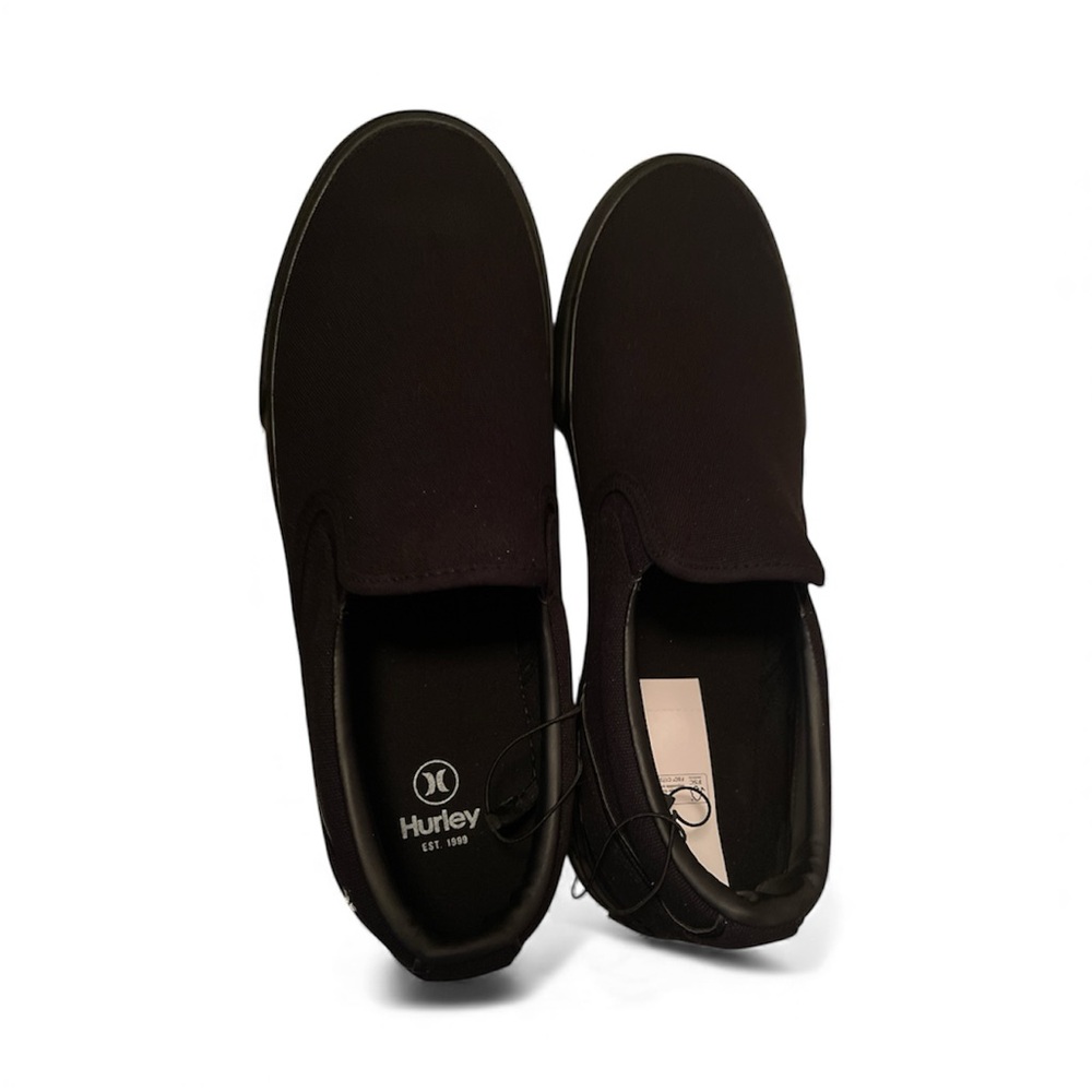 NEW Hurley Men's Arlo Canvas Slip-on Casual Canvas Sneakers, BLACK 12